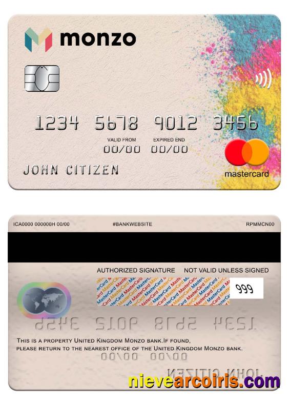 United Kingdom Monzo bank mastercard